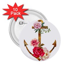 Flowers Anchor 2 25  Buttons (10 Pack)  by goljakoff