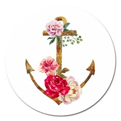 Flowers Anchor Magnet 5  (round) by goljakoff