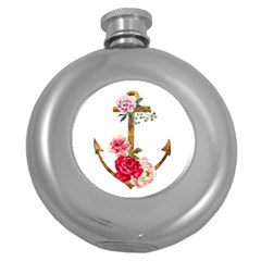 Flowers Anchor Round Hip Flask (5 Oz) by goljakoff