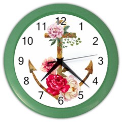 Flowers Anchor Color Wall Clock by goljakoff