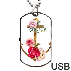 Flowers Anchor Dog Tag Usb Flash (one Side) by goljakoff