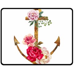 Flowers Anchor Double Sided Fleece Blanket (medium)  by goljakoff