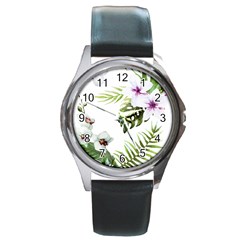 Flowers Round Metal Watch by goljakoff