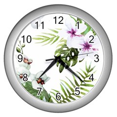 Flowers Wall Clock (silver) by goljakoff