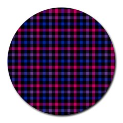 Bisexual Pride Checkered Plaid Round Mousepads by VernenInk