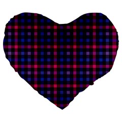 Bisexual Pride Checkered Plaid Large 19  Premium Flano Heart Shape Cushions by VernenInk