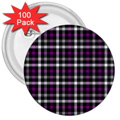 Asexual Pride Checkered Plaid 3  Buttons (100 Pack)  by VernenInk