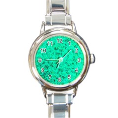 Aqua Marine Glittery Sequins Round Italian Charm Watch by essentialimage