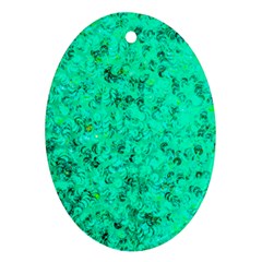 Aqua Marine Glittery Sequins Ornament (oval) by essentialimage