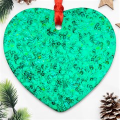 Aqua Marine Glittery Sequins Ornament (heart) by essentialimage