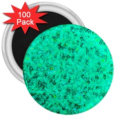 Aqua Marine Glittery Sequins 3  Magnets (100 Pack) by essentialimage