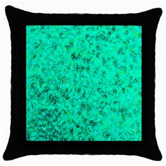 Aqua Marine Glittery Sequins Throw Pillow Case (black) by essentialimage