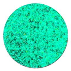 Aqua Marine Glittery Sequins Magnet 5  (round) by essentialimage