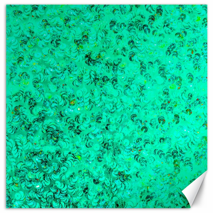 Aqua Marine Glittery Sequins Canvas 16  x 16 