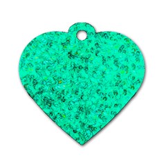 Aqua Marine Glittery Sequins Dog Tag Heart (one Side) by essentialimage