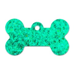 Aqua Marine Glittery Sequins Dog Tag Bone (one Side) by essentialimage