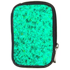 Aqua Marine Glittery Sequins Compact Camera Leather Case by essentialimage