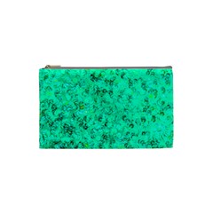 Aqua Marine Glittery Sequins Cosmetic Bag (small) by essentialimage