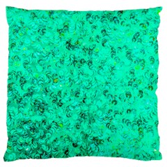 Aqua Marine Glittery Sequins Large Cushion Case (two Sides)