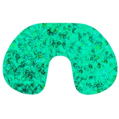 Aqua Marine Glittery Sequins Travel Neck Pillow by essentialimage