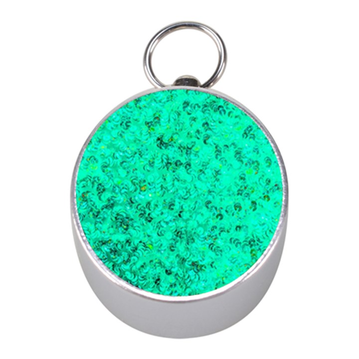 Aqua Marine Glittery Sequins Mini Silver Compasses