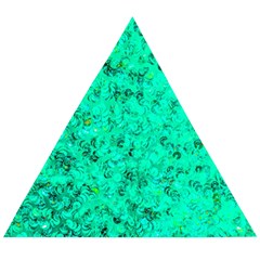 Aqua Marine Glittery Sequins Wooden Puzzle Triangle by essentialimage