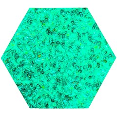 Aqua Marine Glittery Sequins Wooden Puzzle Hexagon by essentialimage