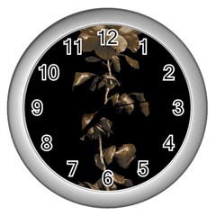 Dark Rose Poster Wall Clock (silver) by dflcprintsclothing