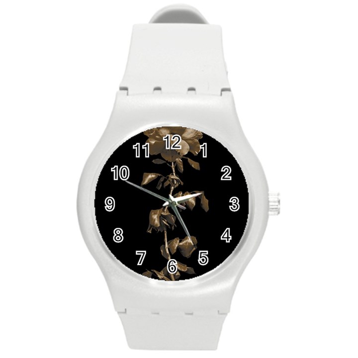 Dark Rose Poster Round Plastic Sport Watch (M)