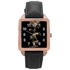 Dark Rose Poster Rose Gold Leather Watch  by dflcprintsclothing