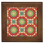 Red Green Floral Pattern Framed Tile Front