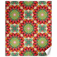 Red Green Floral Pattern Canvas 8  X 10  by designsbymallika