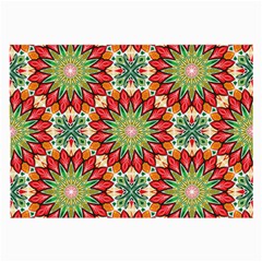 Red Green Floral Pattern Large Glasses Cloth (2 Sides)