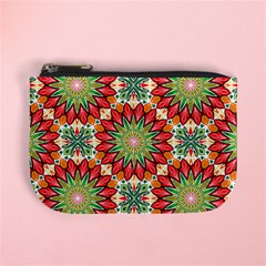 Red Green Floral Pattern Mini Coin Purse by designsbymallika