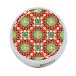 Red Green Floral Pattern 4-Port USB Hub (Two Sides) Front