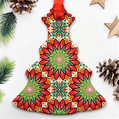 Red Green Floral Pattern Ornament (christmas Tree)  by designsbymallika