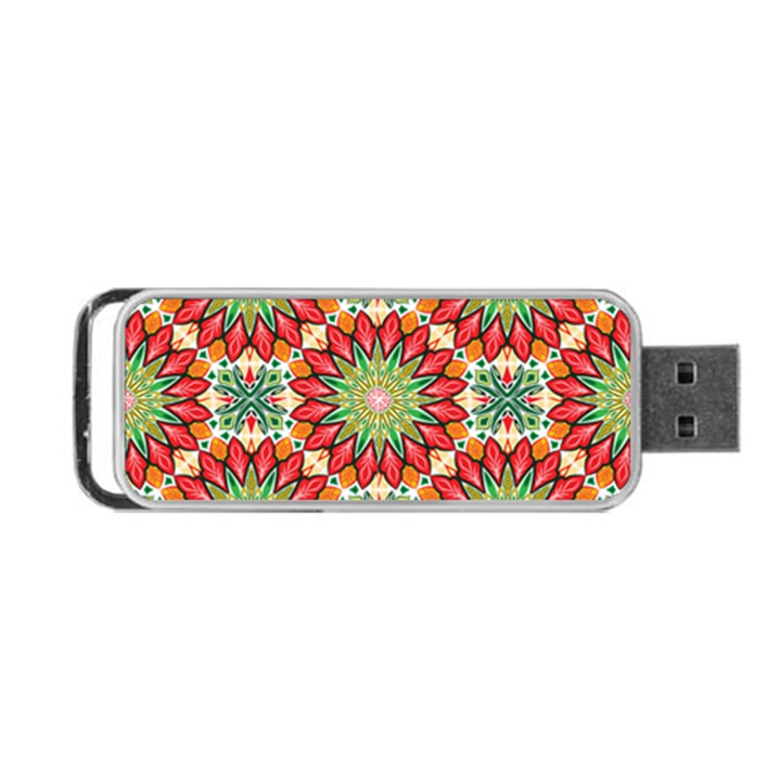 Red Green Floral Pattern Portable USB Flash (Two Sides)