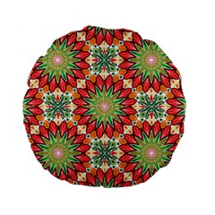 Red Green Floral Pattern Standard 15  Premium Round Cushions by designsbymallika