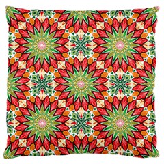 Red Green Floral Pattern Large Flano Cushion Case (one Side) by designsbymallika