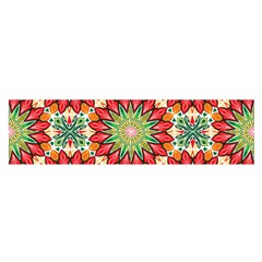 Red Green Floral Pattern Satin Scarf (oblong)