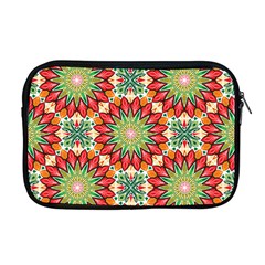 Red Green Floral Pattern Apple Macbook Pro 17  Zipper Case by designsbymallika