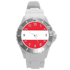 Flag Of Austria Round Plastic Sport Watch (l) by FlagGallery