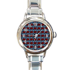 Red And Blue Round Italian Charm Watch by Sparkle