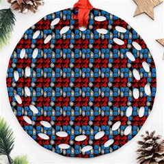 Red And Blue Round Filigree Ornament (two Sides) by Sparkle