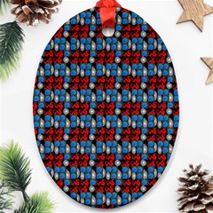 Red And Blue Oval Ornament (two Sides)