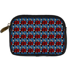 Red And Blue Digital Camera Leather Case by Sparkle