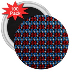 Red And Blue 3  Magnets (100 Pack) by Sparkle