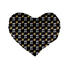 Shiny Skull Standard 16  Premium Flano Heart Shape Cushions