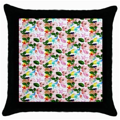 Painted Flowers Throw Pillow Case (black) by Sparkle