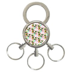 Painted Flowers 3-ring Key Chain by Sparkle